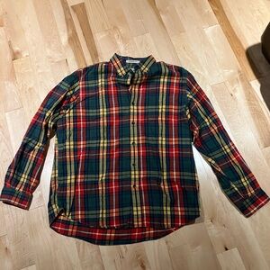 L.L. Bean Plaid Button-Down Shirt in Red, Green & Yellow